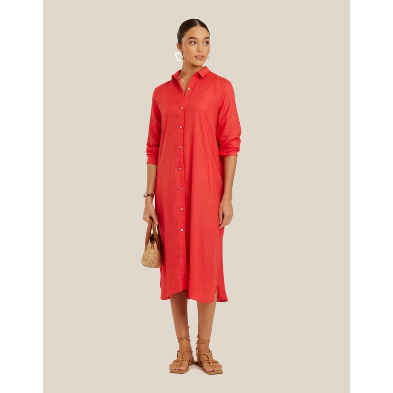 Chemisier Midi Shirtdress, Watermelon