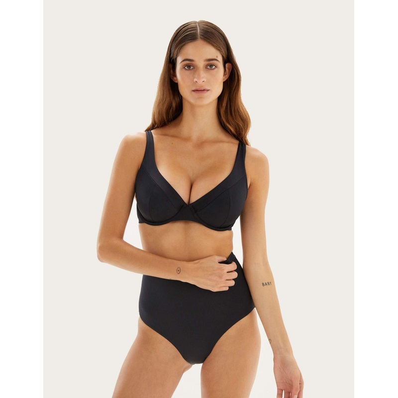 The Rise Bikini Bottom Black