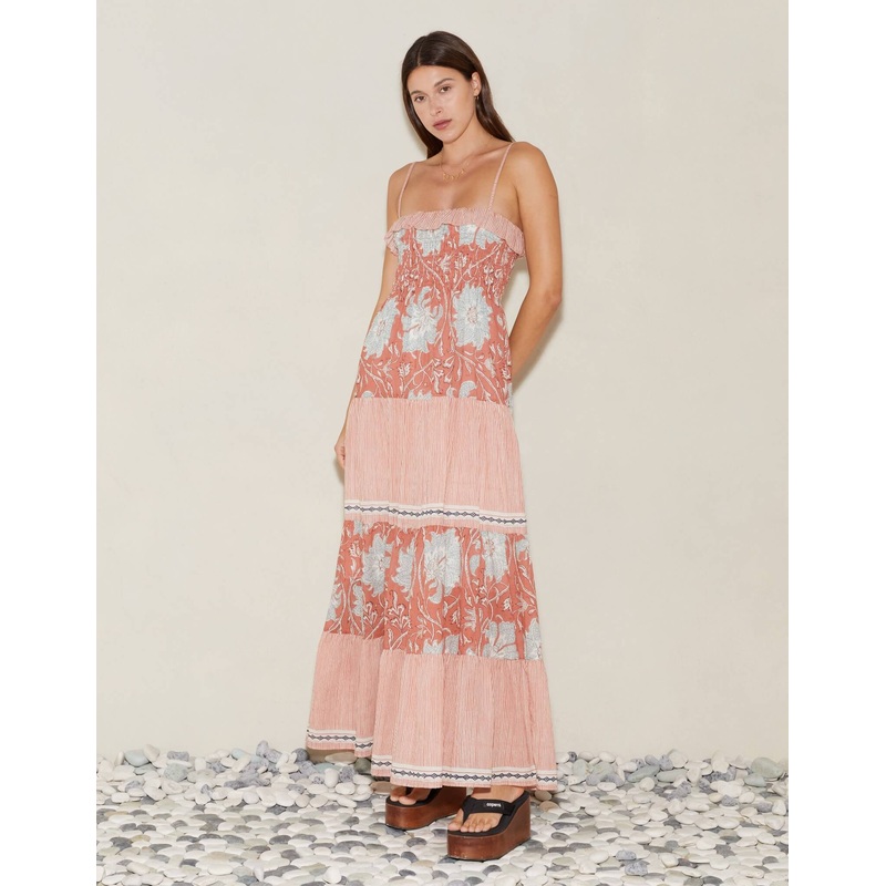 De Flore Shirred Maxi Dress