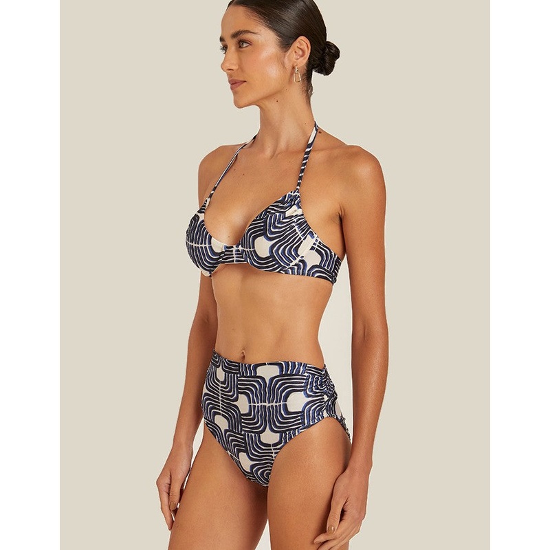 Draped Bikini Bottom Paros Print, American Cut