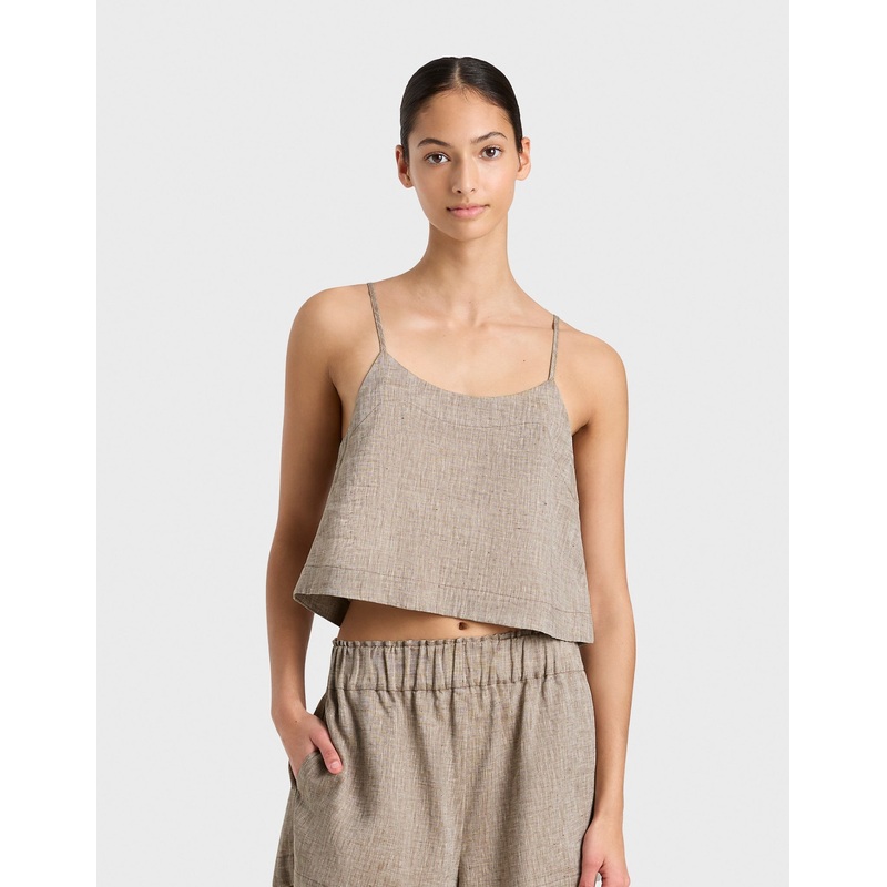 Leiden Universal Linen Cami Sepia
