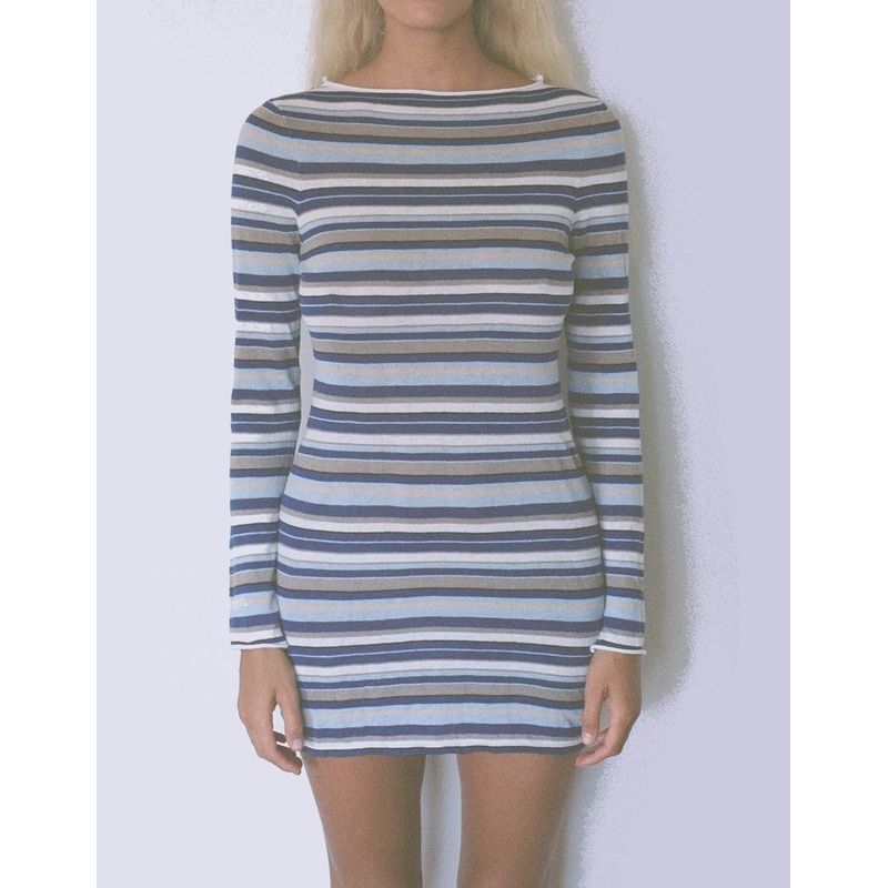 Ocean Retro Stripe Knit Dress