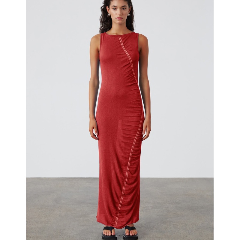 Red Contrast Knit Dress