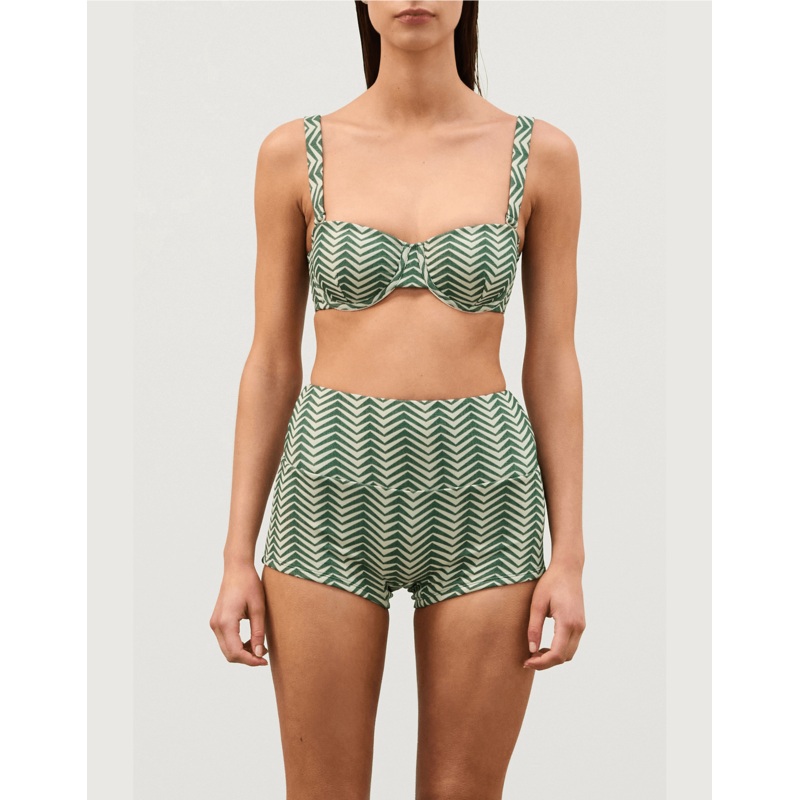 Green Zig Zag Balconette Bra Cup Bikini Top