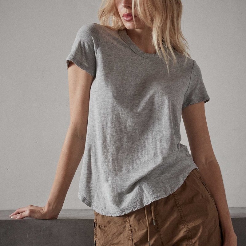 Sheer Slub Crew Neck Tee - Heather Grey