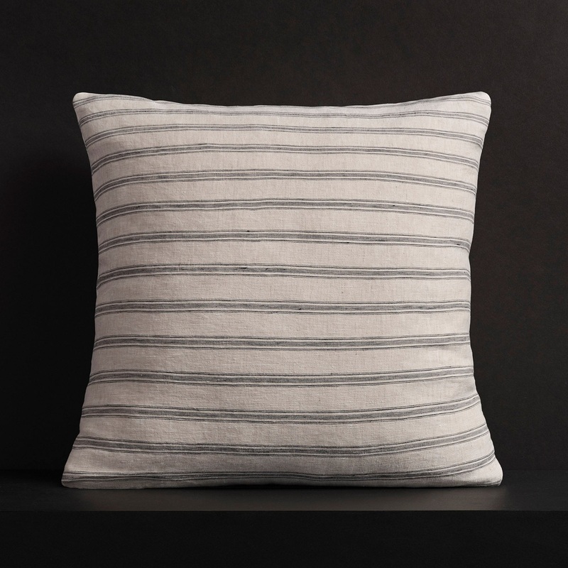 Stripe Throw Pillow with Piping - Natural Stripe