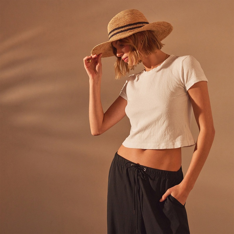 Brushed Jersey Cropped Tee - White