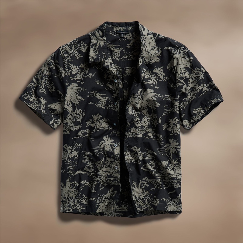 Brandlera Print Short Sleeve Shirt - Black/Army Green Pigment