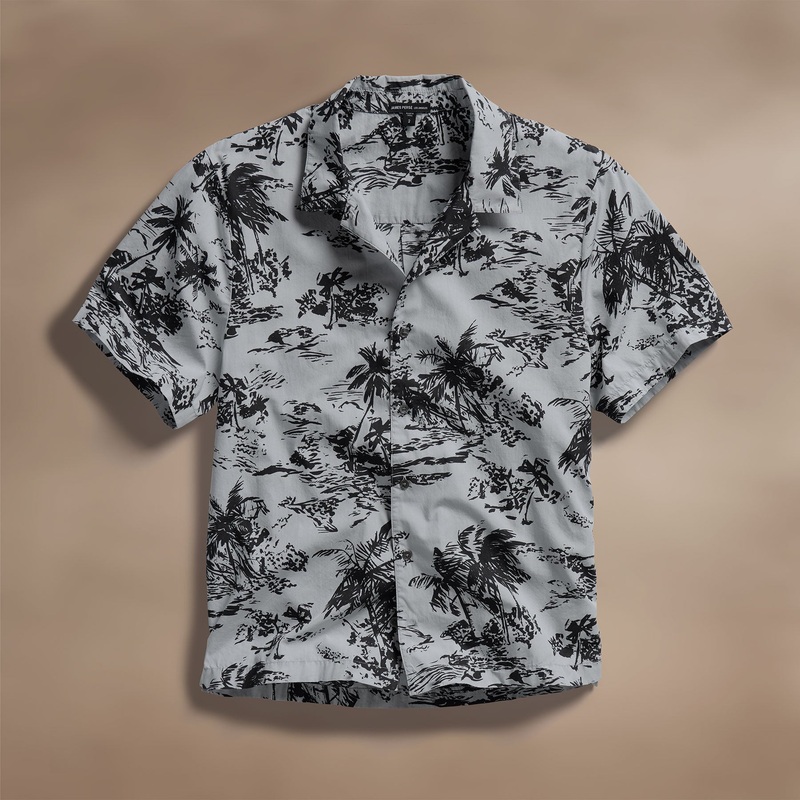 Brandlera Print Short Sleeve Shirt - Grey Glacier Pigment/Black