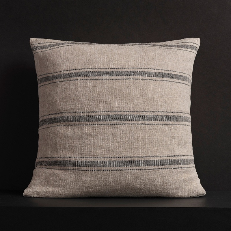 Stripe Textured Gauze Pillow - Natural/Black