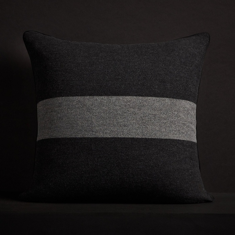 Stripe Throw Pillow With Piping - Anthracite/Flannel